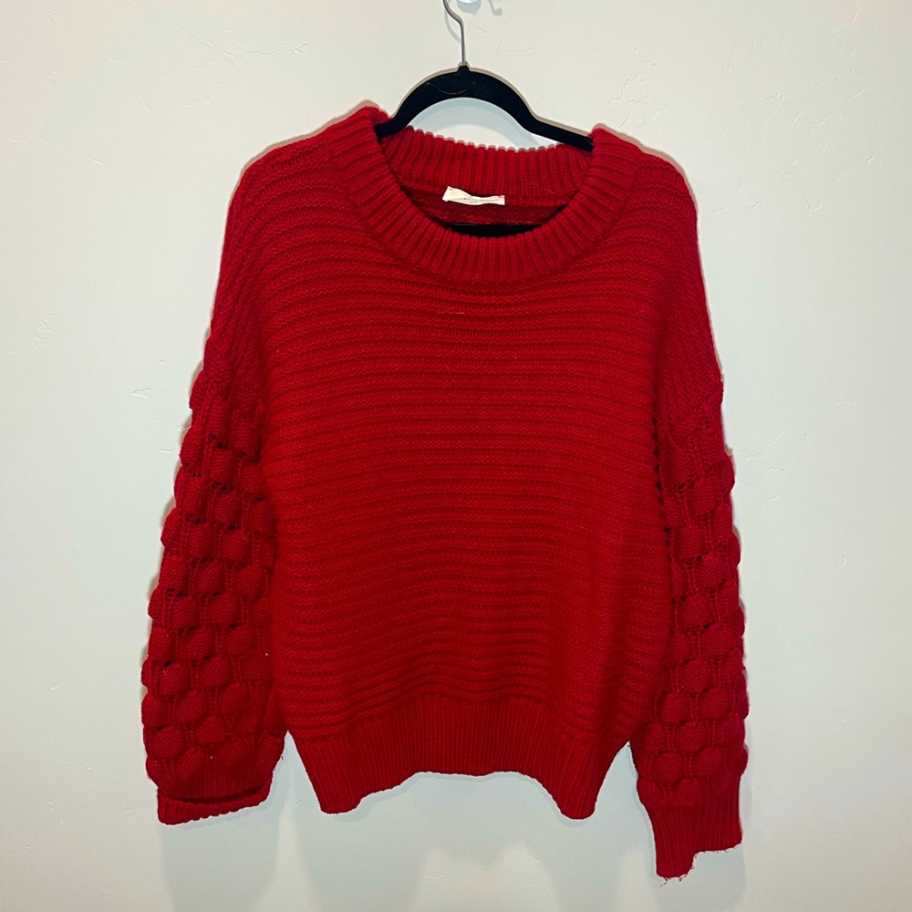 Red Sweater w/ Patterned Arms CL